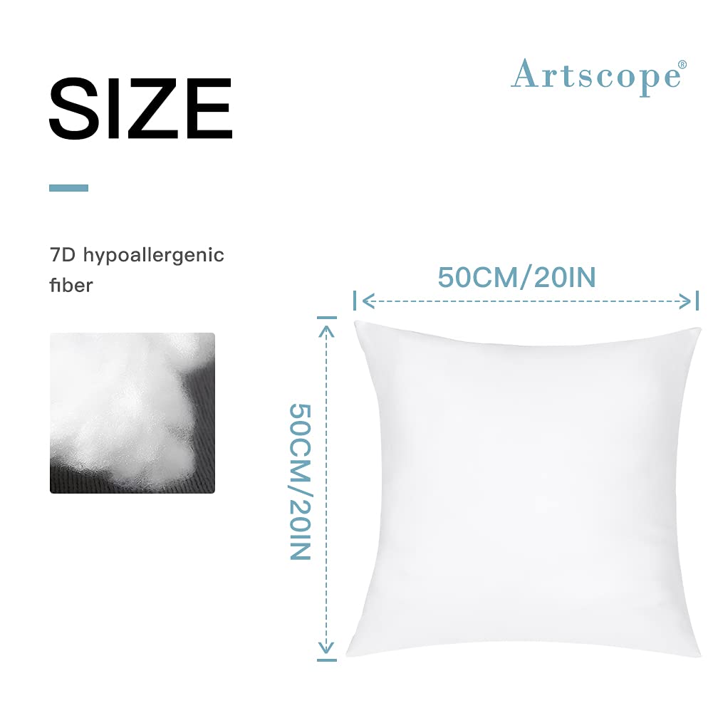 Artscope microfiber-filled pillow insert 20x20 offering breathable comfort and lasting loft.