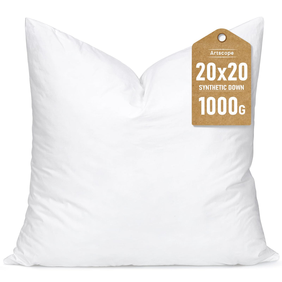 Artscope synthetic down pillow insert close-up shows ultra-soft fluff for cozy cushions
