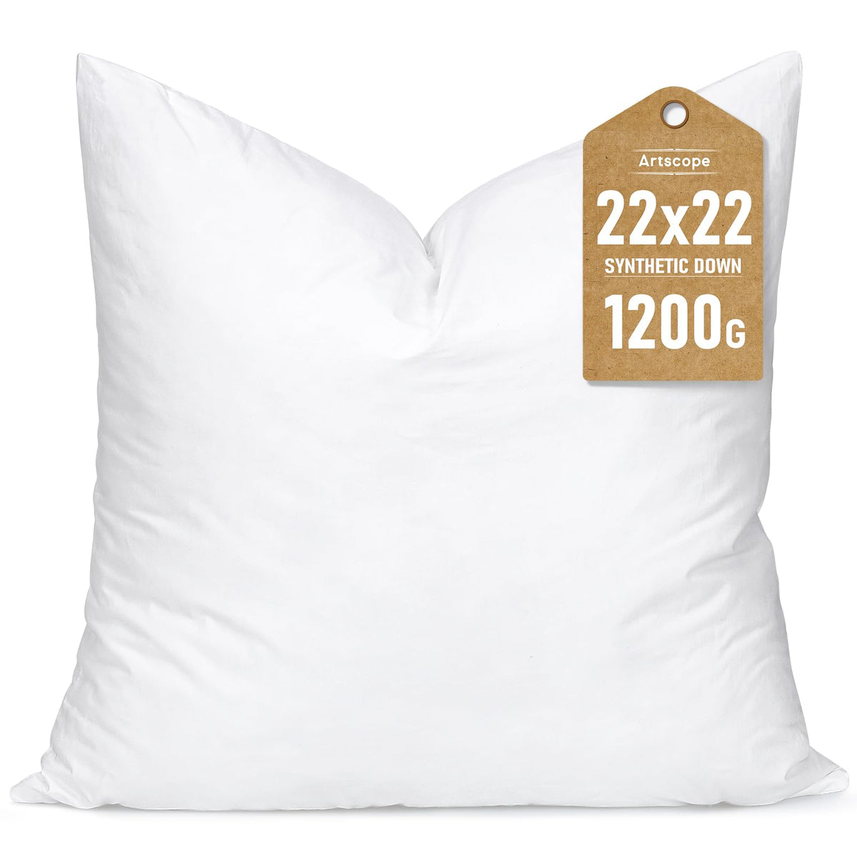 Artscope synthetic-down pillow insert 22x22, ultra-soft for cozy lounging
