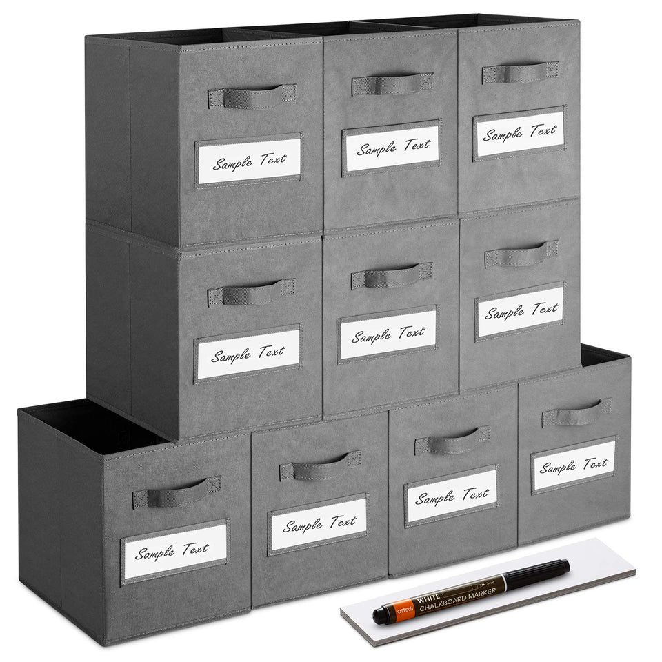 artsdi 11-inch storage cube set of 10 folded showing space-saving design