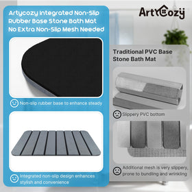 ArtyCozy diatomaceous earth mat absorbs water rapidly after showers.