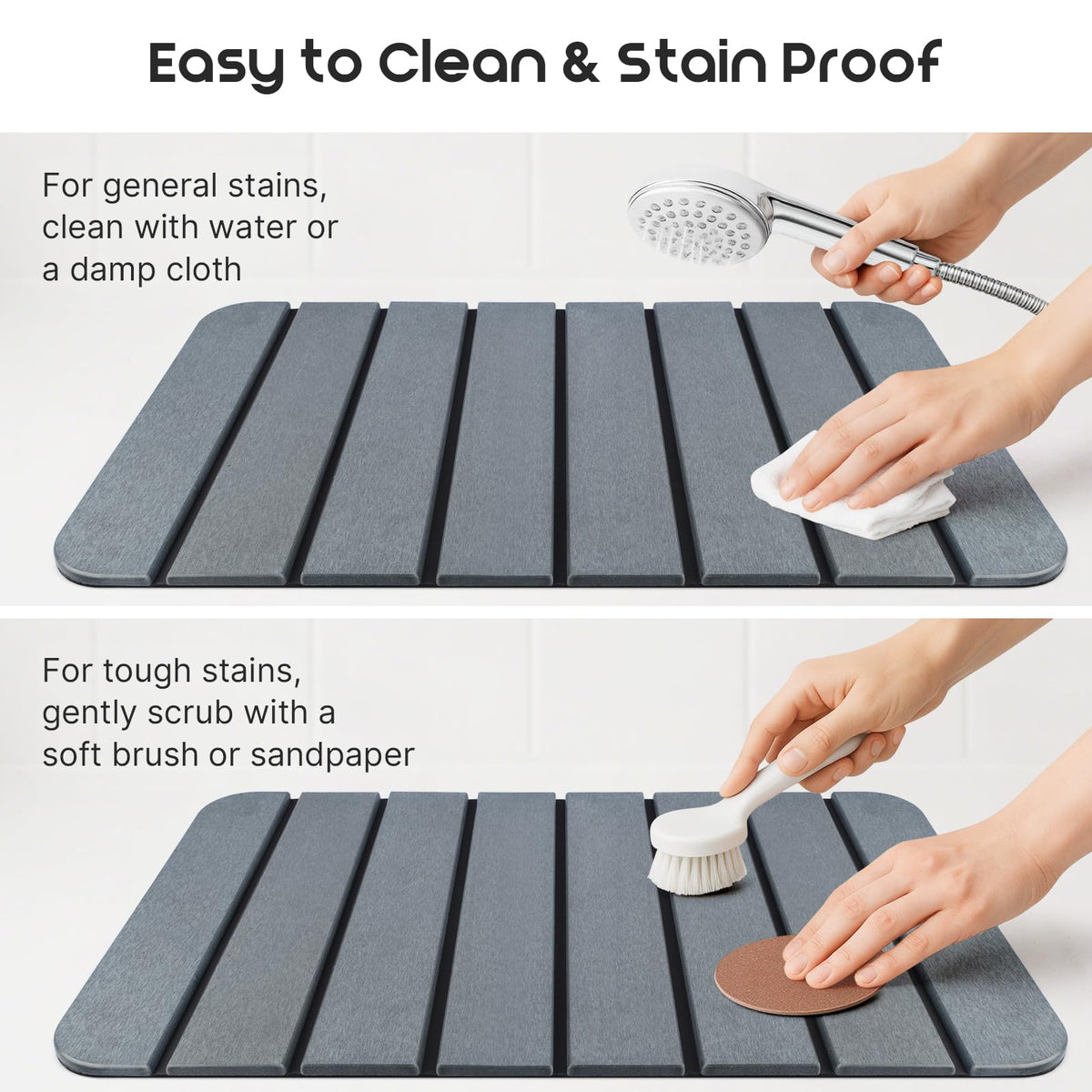 ArtyCozy grey bath mat combines durability with modern style.
