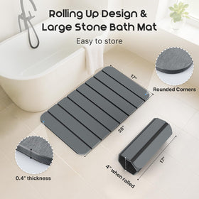 ArtyCozy roll-up design makes storage easy beside the tub.