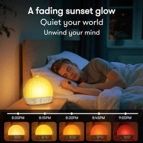 ARUQO Wake Up Light alarm sounds and snooze provide flexible waking options.