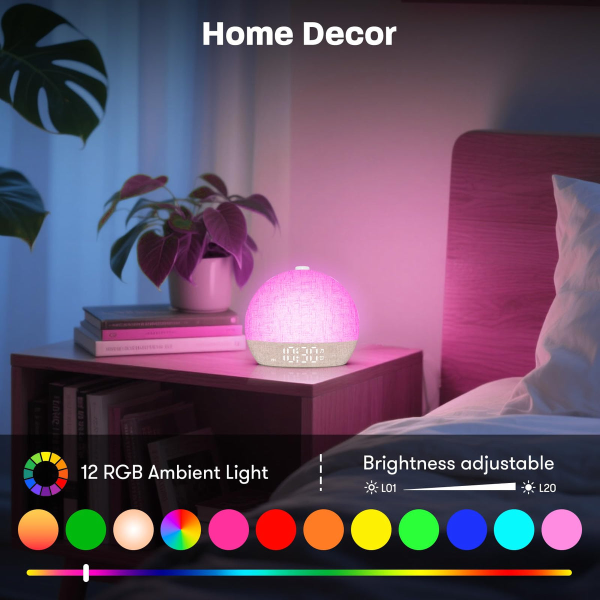 ARUQO Wake Up Light volume control for tailored wake-up intensity.