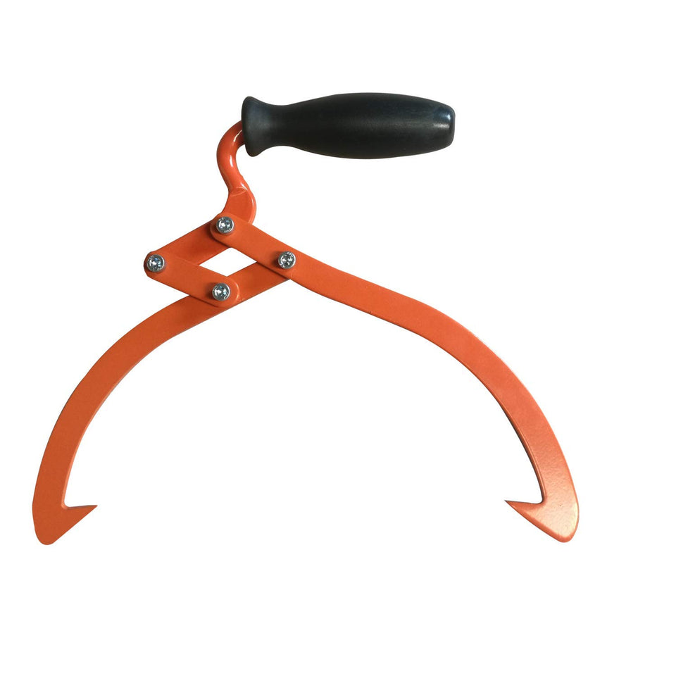 Aruza log tongs with non-slip grip designed for secure log lifting.