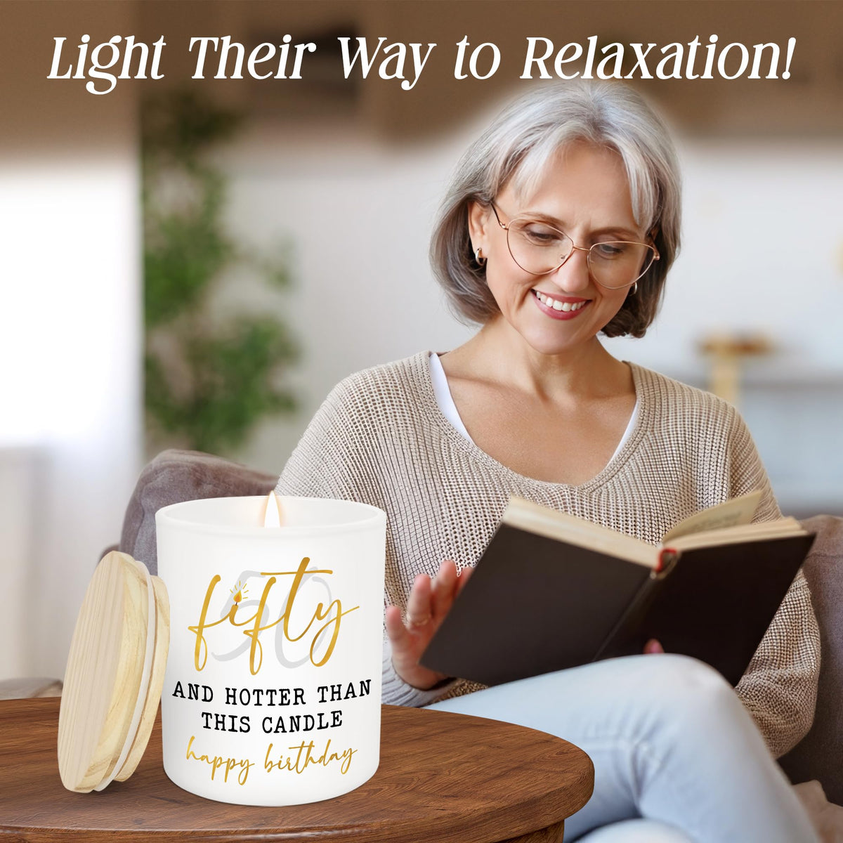 ARVEXO vanilla lavender candle enhances cozy living room ambiance.