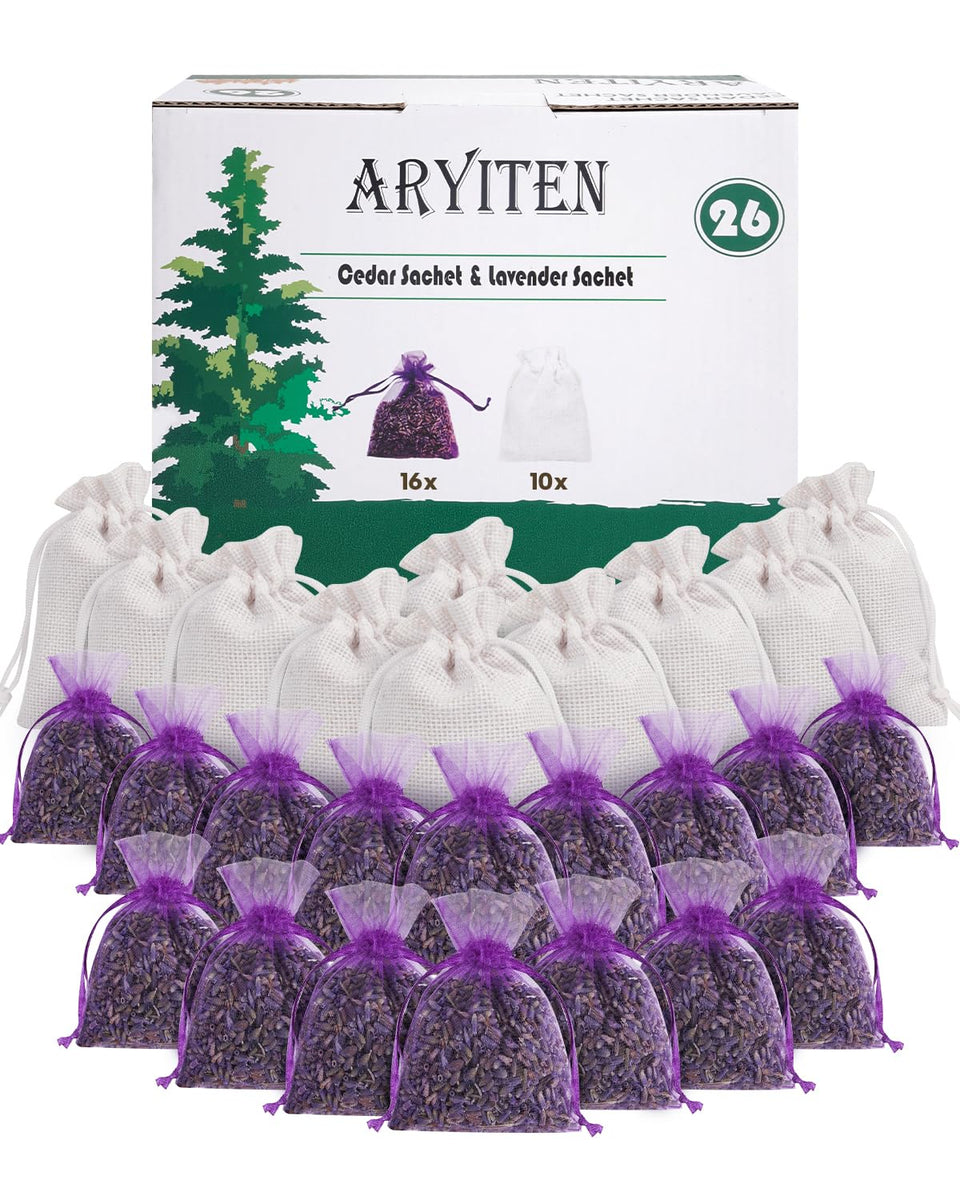 Aryiten cedar lavender sachets in a drawer releasing a natural scent for fresh clothes.