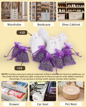 Aryiten sachets hung in a wardrobe provide ongoing aroma.