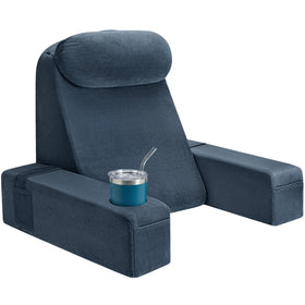 AS AWESLING 21-inch reading pillow in dark gray provides bed back support.