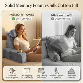 AS AWESLING reading pillow with detachable arms offers flexible postures.