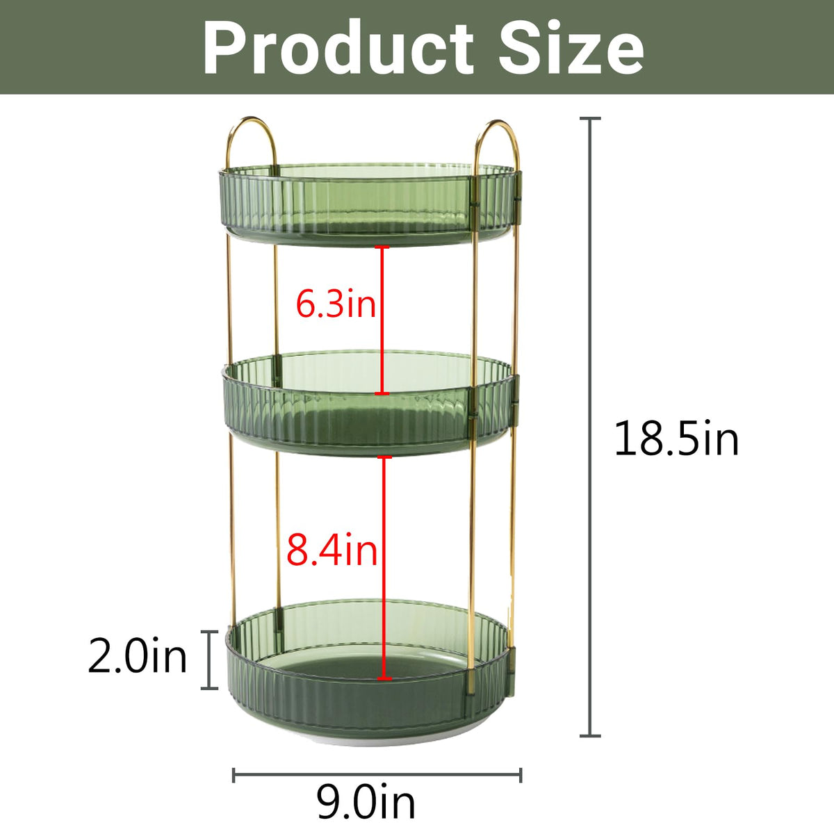 Asayuee 3-tier makeup organizer green provides ample vanity storage for cosmetics and tools.