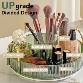 Asayuee 360 rotating makeup organizer large capacity saves vanity space and daily effort