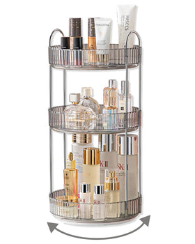 Asayuee 360° rotating makeup organizer for quick access to daily cosmetics.