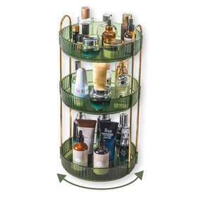 Asayuee 360-rotation perfume organizer enables quick access to cosmetics with a full spin.