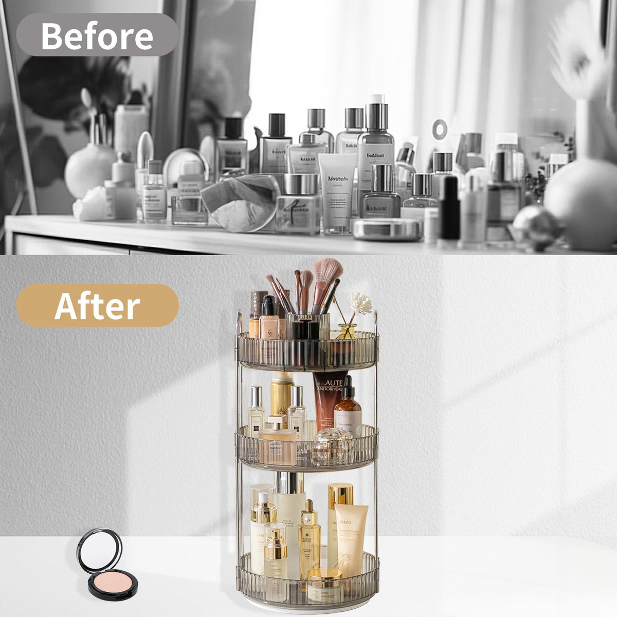 Asayuee bathroom countertop organizer keeps vanity items tidy and accessible