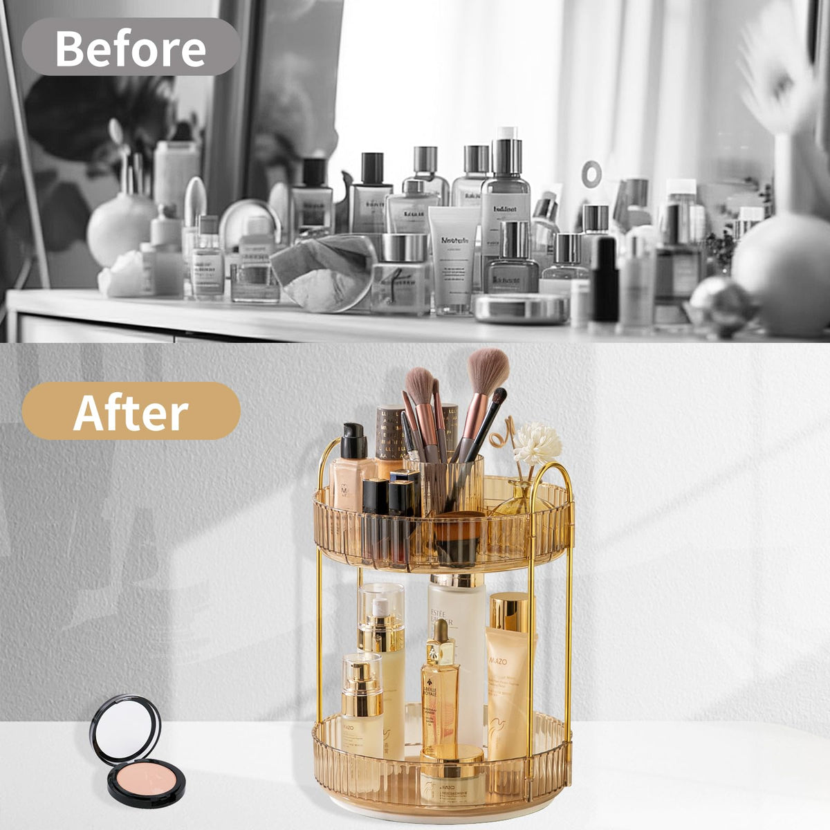 Asayuee compact countertop makeup storage saves space on your vanity