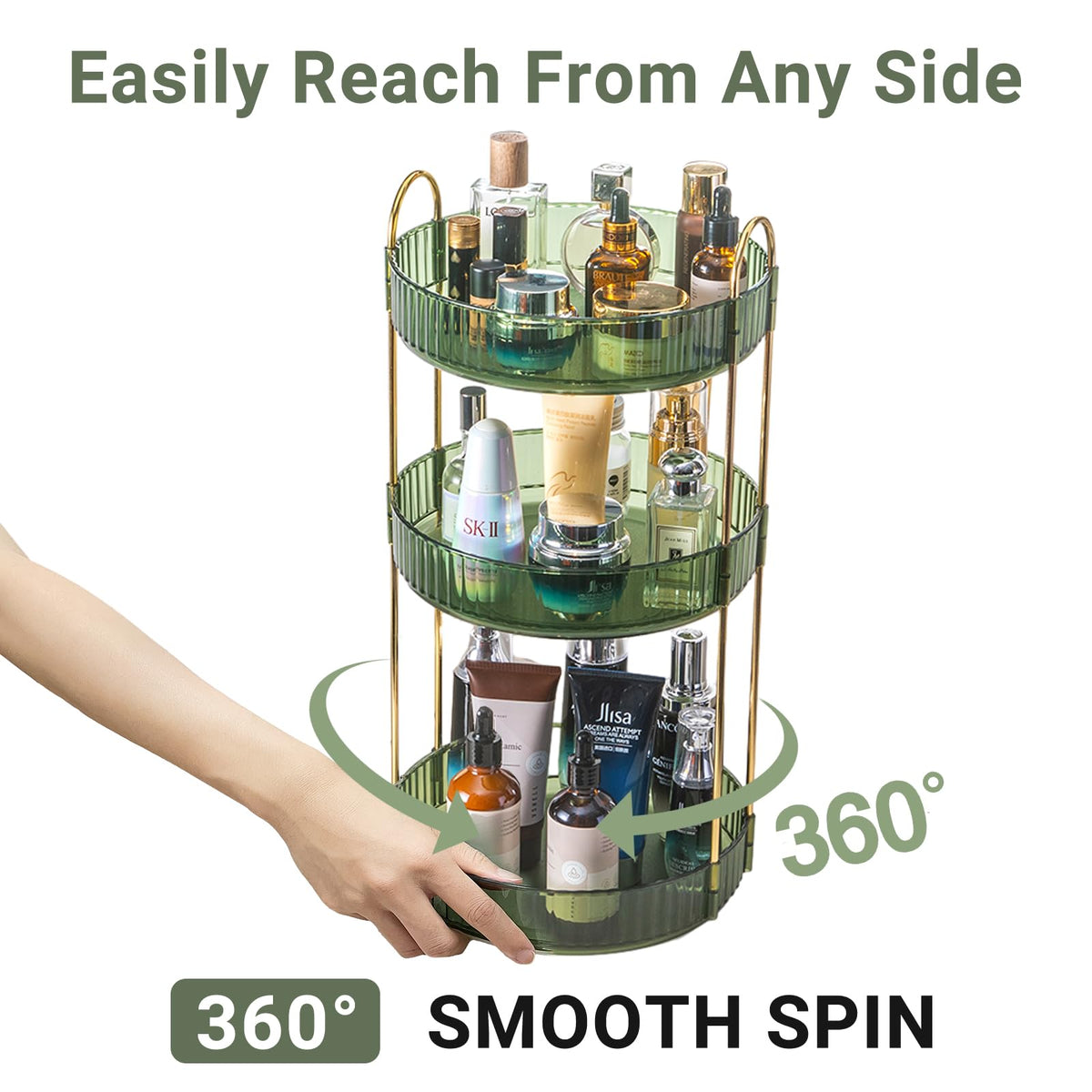 Asayuee easy-assembly makeup organizer ensures quick setup for organized routines.