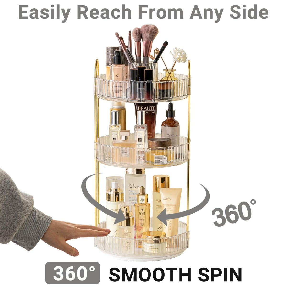 Asayuee easy-assembly skincare organizer for fast setup.