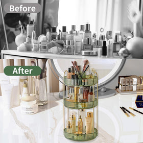 Asayuee gemstone green trays provide sturdy storage for bottles and tools.