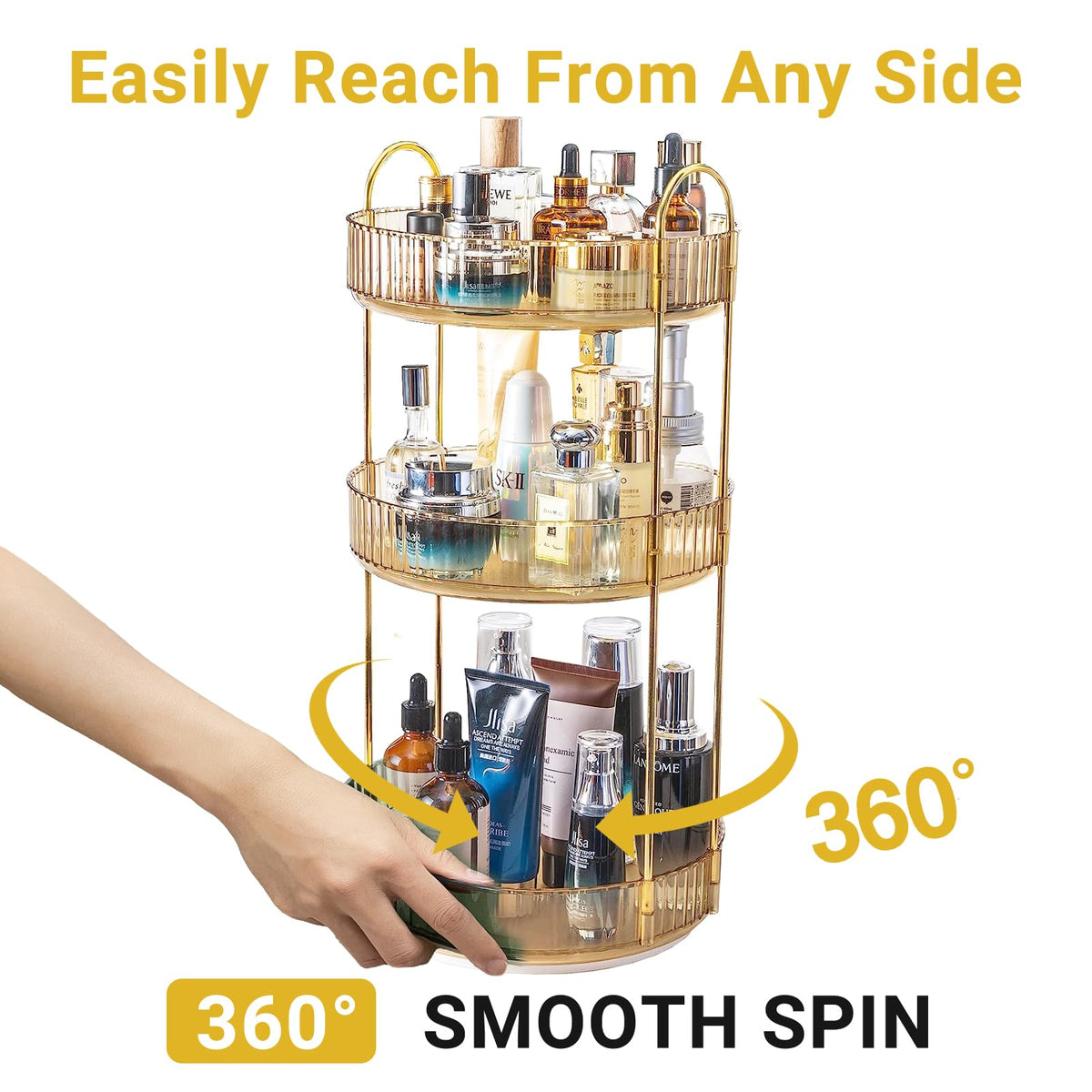 Asayuee gold vanity storage adds stylish organization to any space.