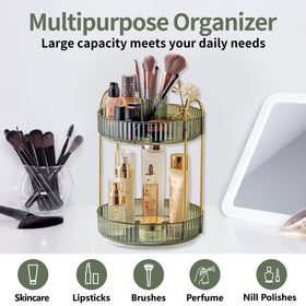 Asayuee green bathroom countertop storage keeps skincare organized