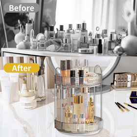 Asayuee large-capacity makeup organizer holds perfumes, nails, and cosmetics efficiently.