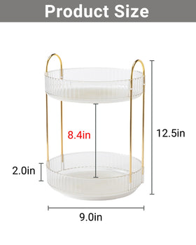 Asayuee large capacity vanity organizer holds makeup, skincare, and perfumes with style.