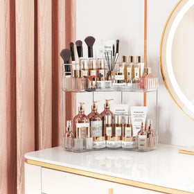 Asayuee makeup brush organizer tray helps maintain an orderly vanity.