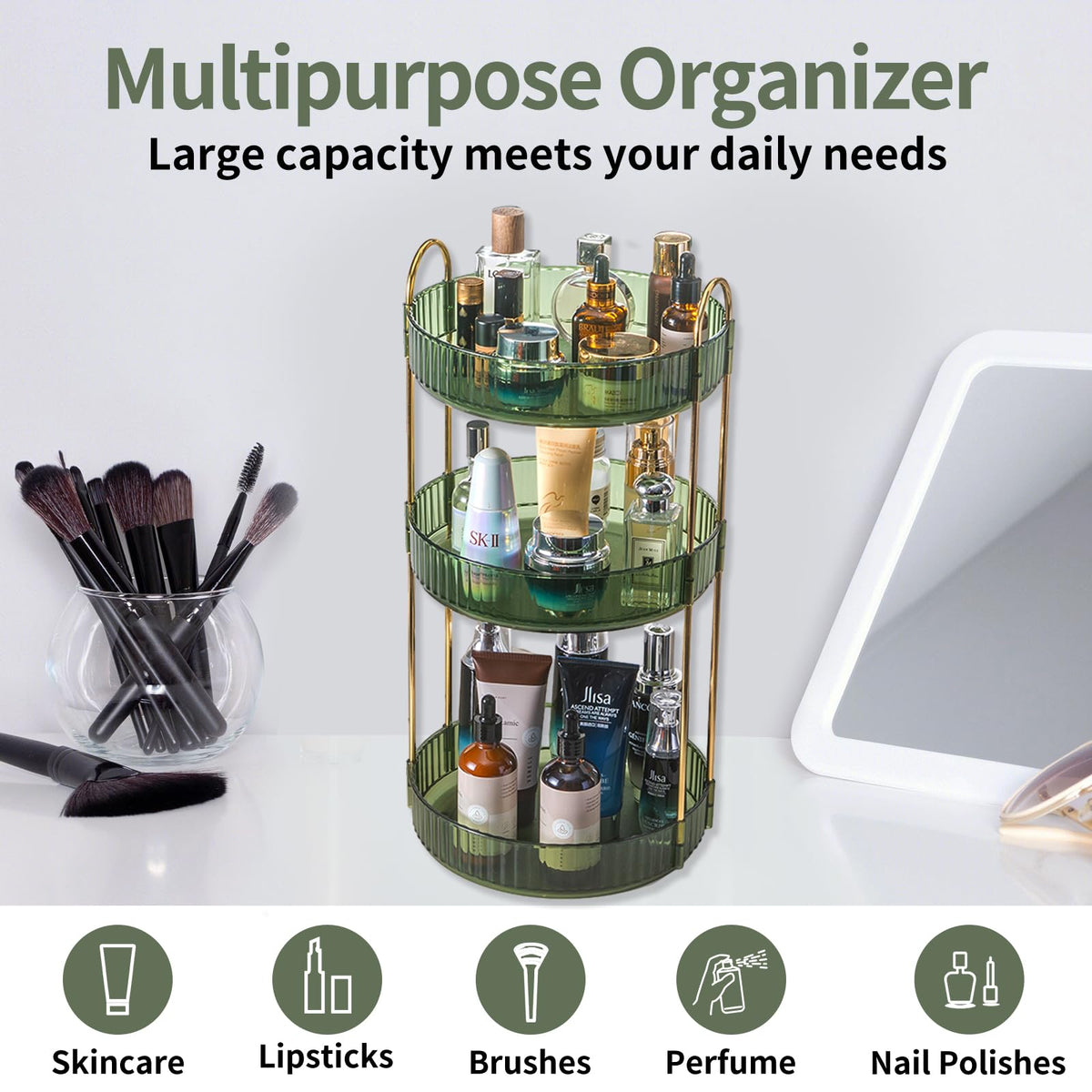 Asayuee multi-purpose skincare storage adapts to daily beauty routines.