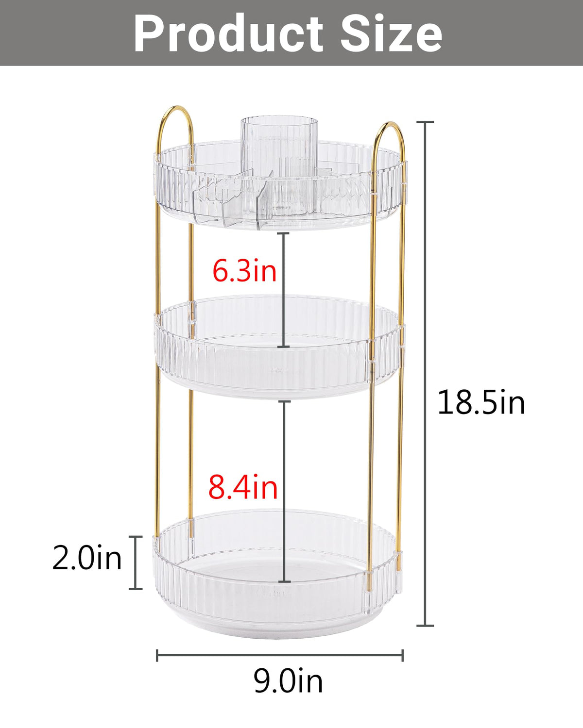 Asayuee premium ABS vanity organizer with gold steel accents.