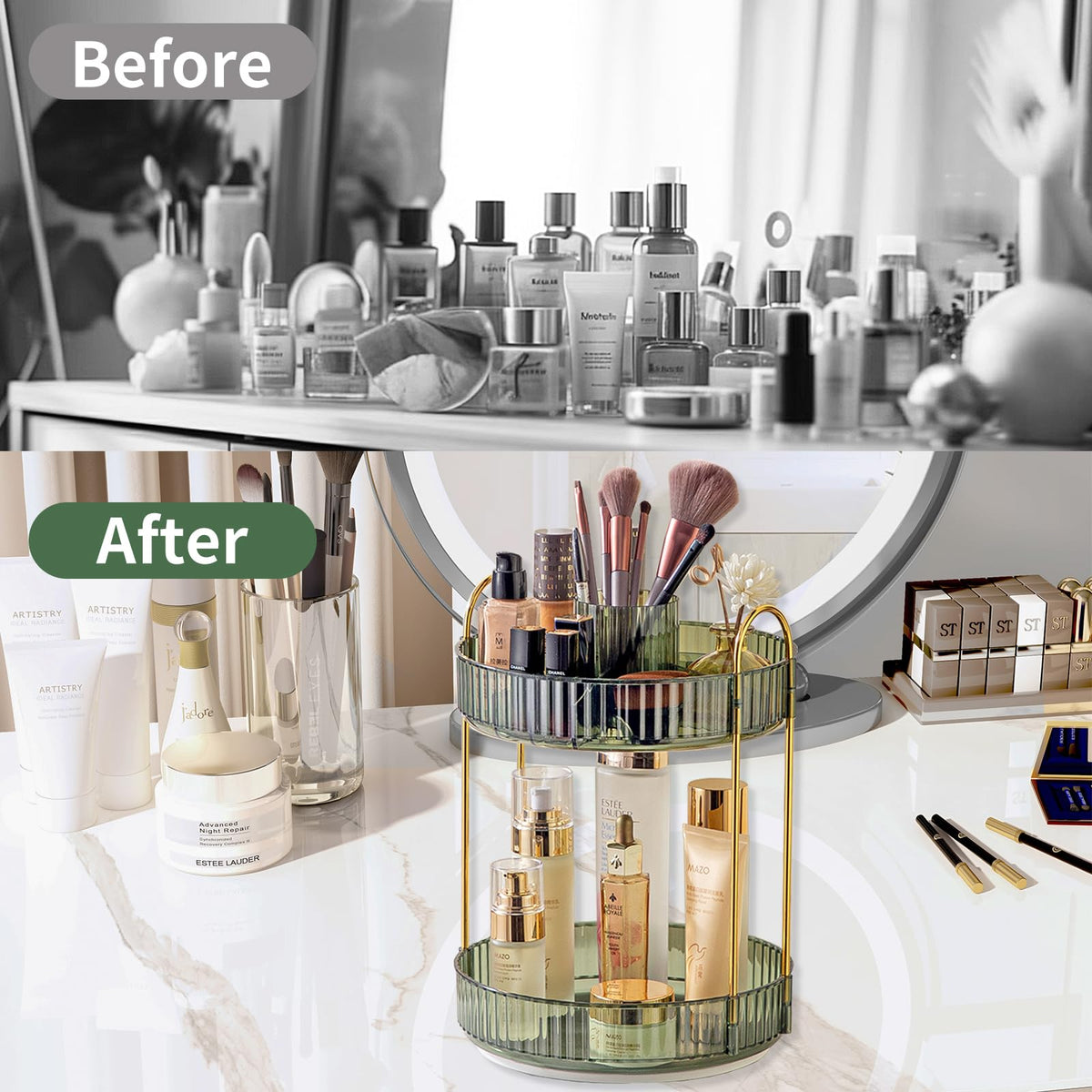 Asayuee premium ABS material vanity organizer sturdy and stylish