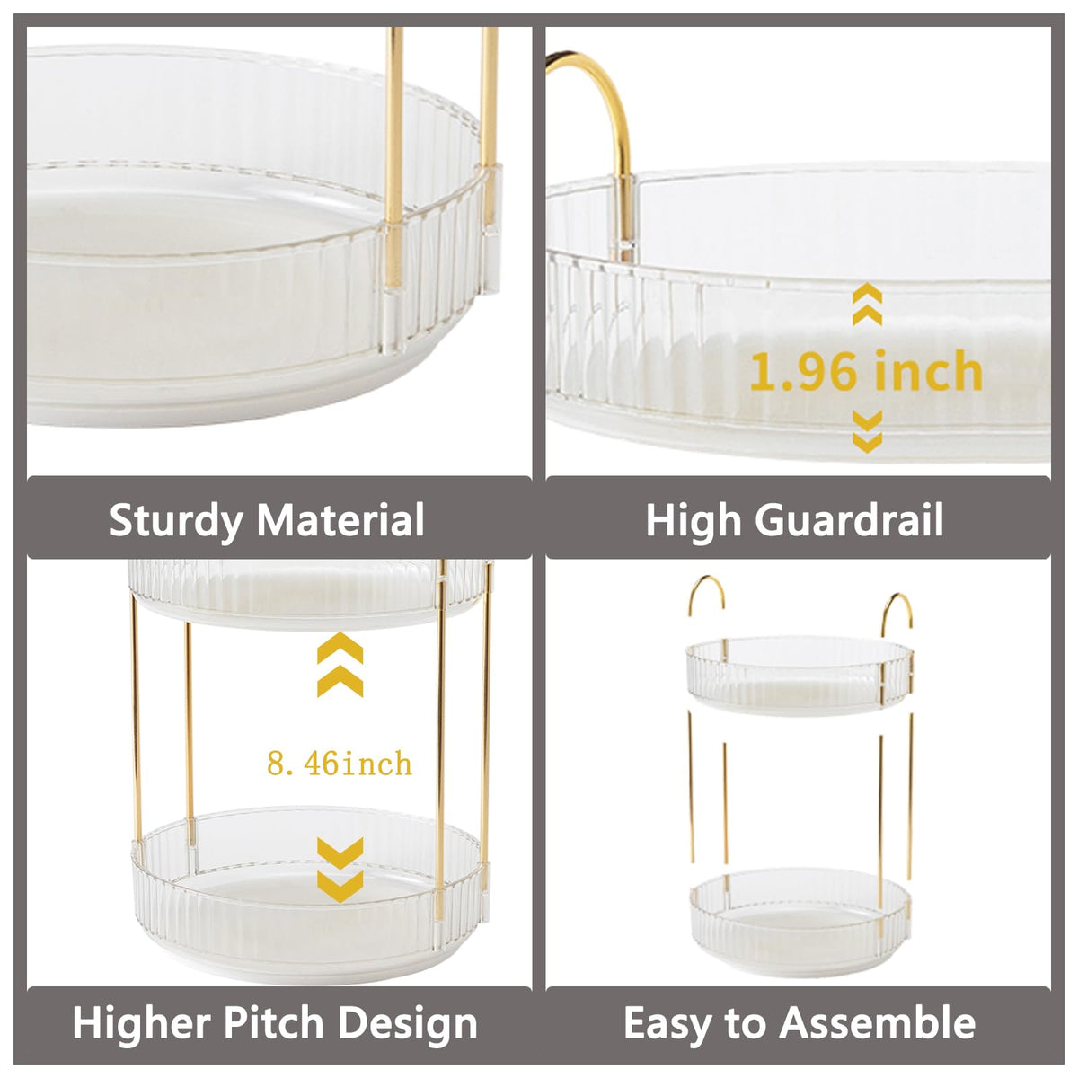 Asayuee raised guardrail design keeps items secure during spinning.