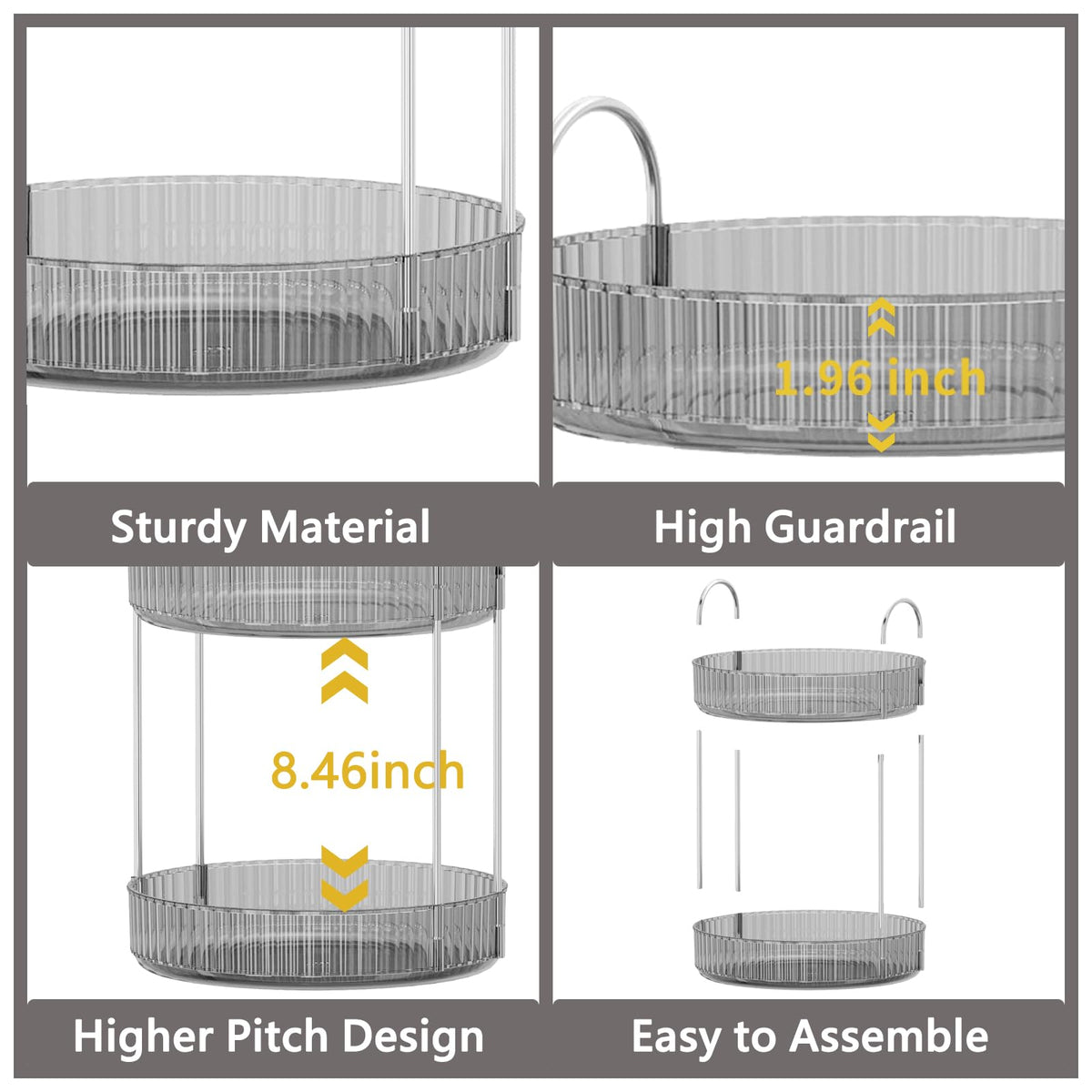 Asayuee raised guardrails prevent items from slipping on the tray.