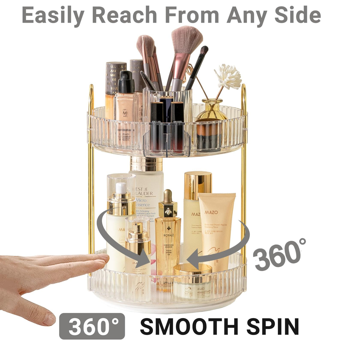 Asayuee two-layer large capacity storage for skincare and makeup.
