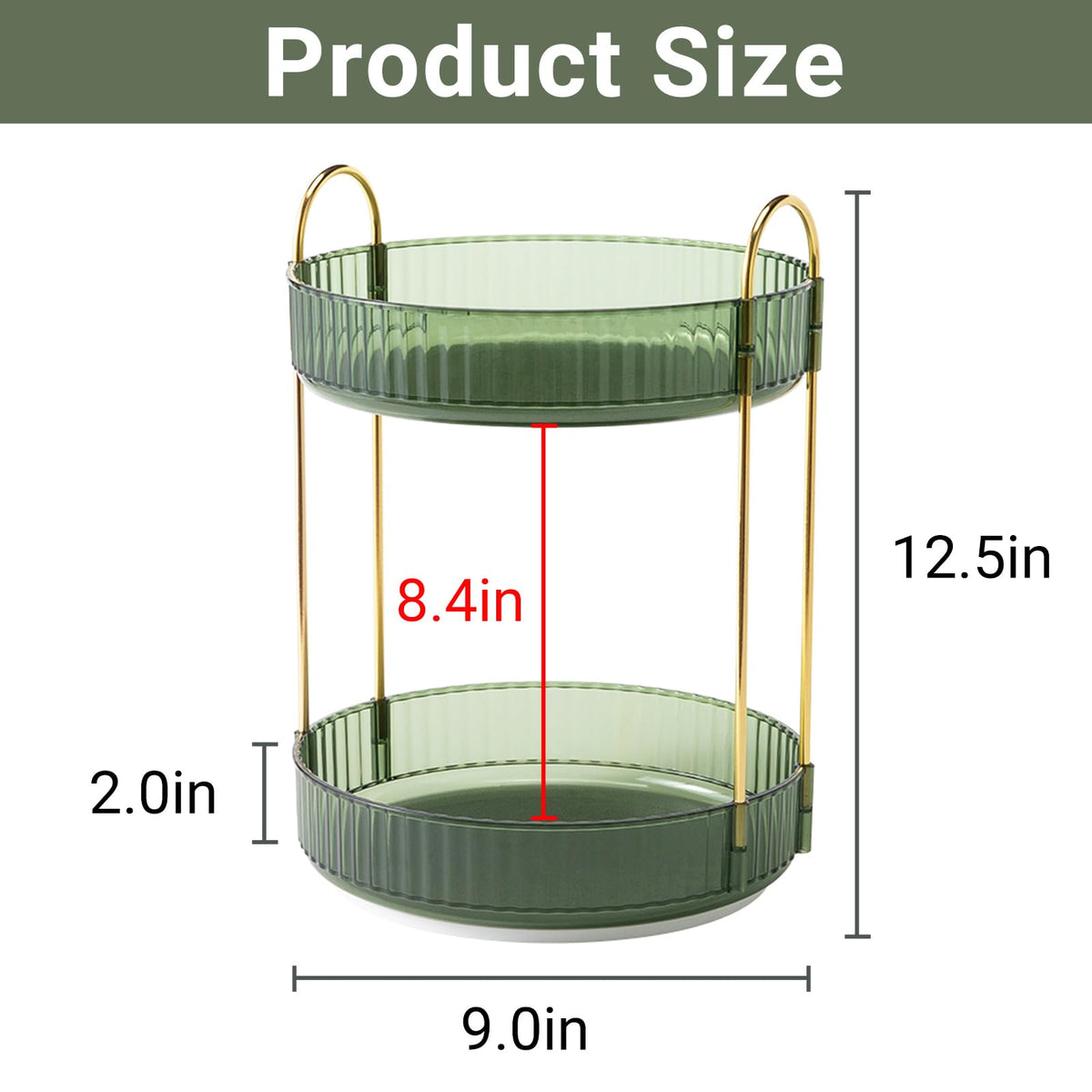 Asayuee two-tier makeup storage showing ample capacity and organization.