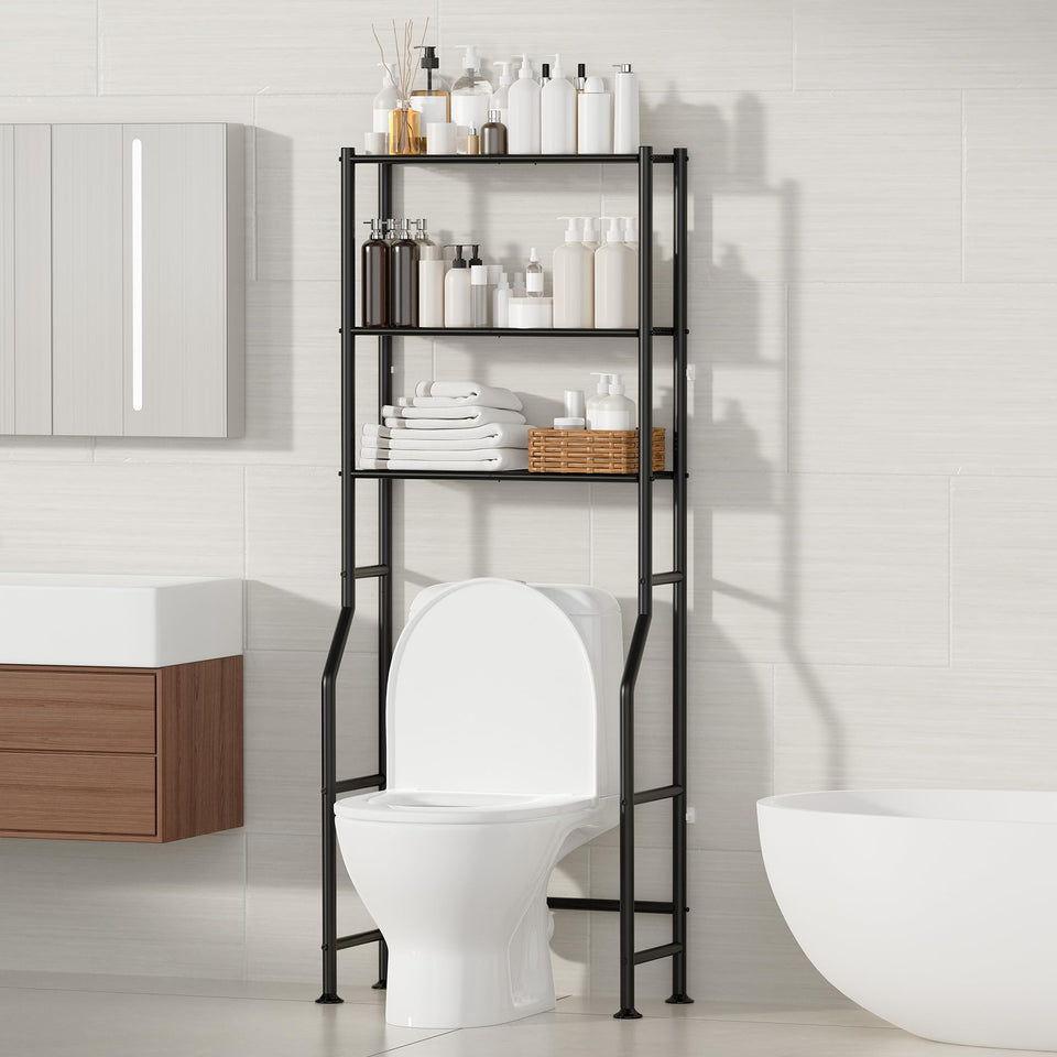 AscENREST 3-tier over-the-toilet storage full unit with three open shelves for clutter-free space