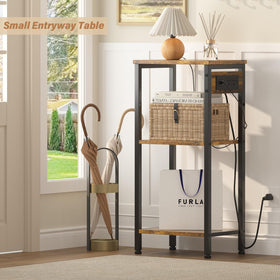 Asgolion 3-tier narrow nightstand with open shelves for extra storage.