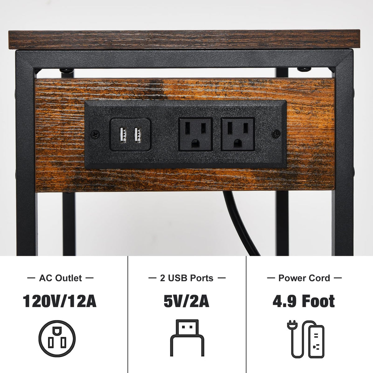 Asgolion bedside table next to lamp for easy nighttime organization.