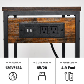 Asgolion bedside table next to lamp for easy nighttime organization.
