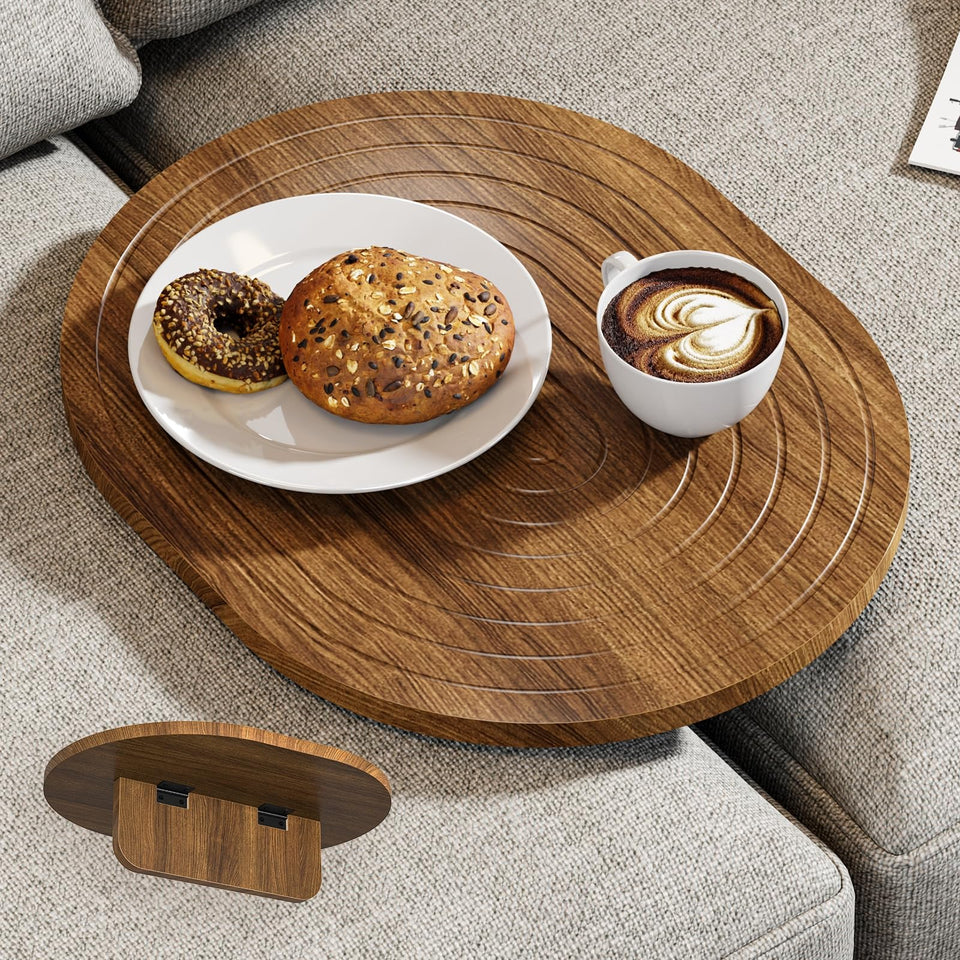 Asgolion Couch Tray Middle view shows compact fit between armrests for stable use
