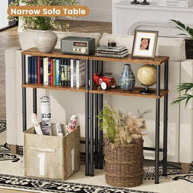 Asgolion narrow console table in entryway setup for keys and mail.
