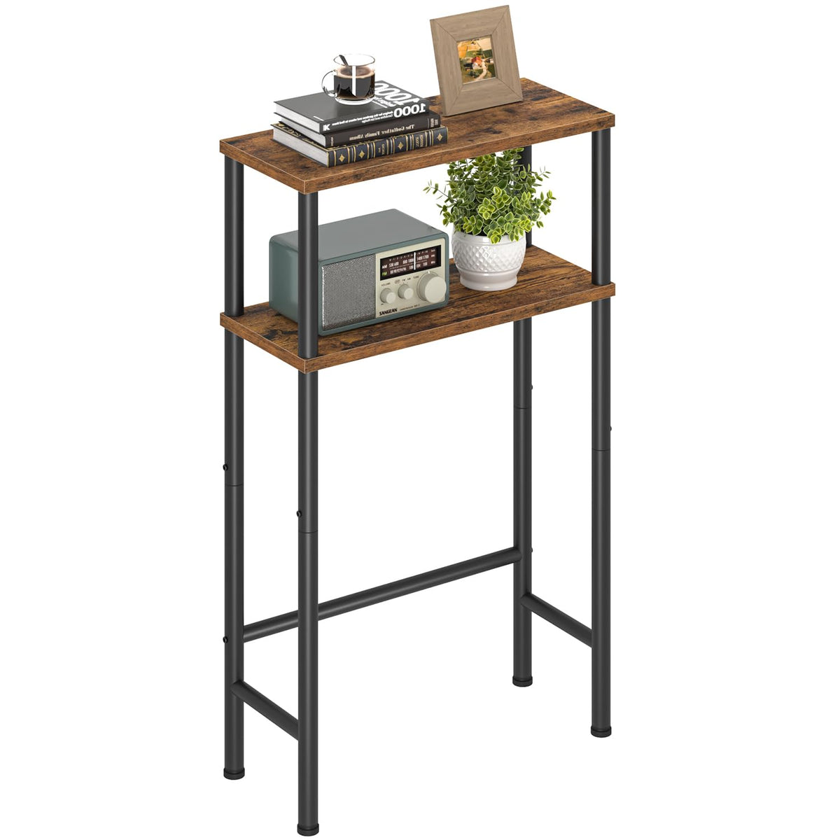 Asgolion narrow console table front view, ideal for small hallways and near the sofa.