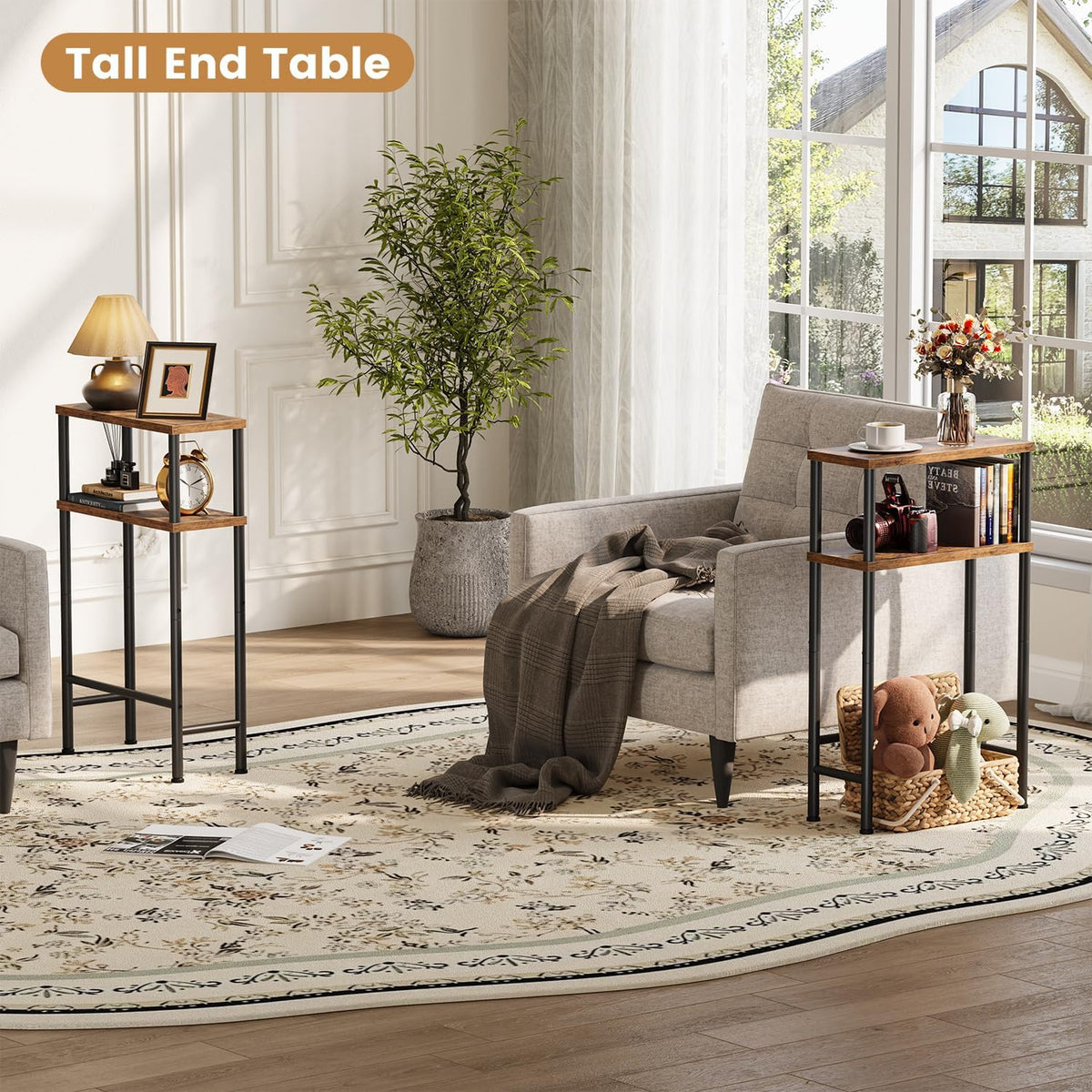 Asgolion narrow console table plant display by window.