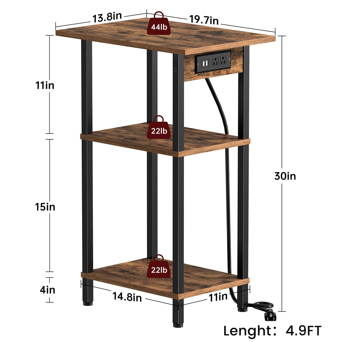 Asgolion narrow side table with sturdy frame stays stable on uneven floors.