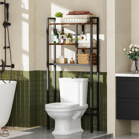 Asgolion over-the-toilet storage rack with three-tier shelves for compact bathroom organization.