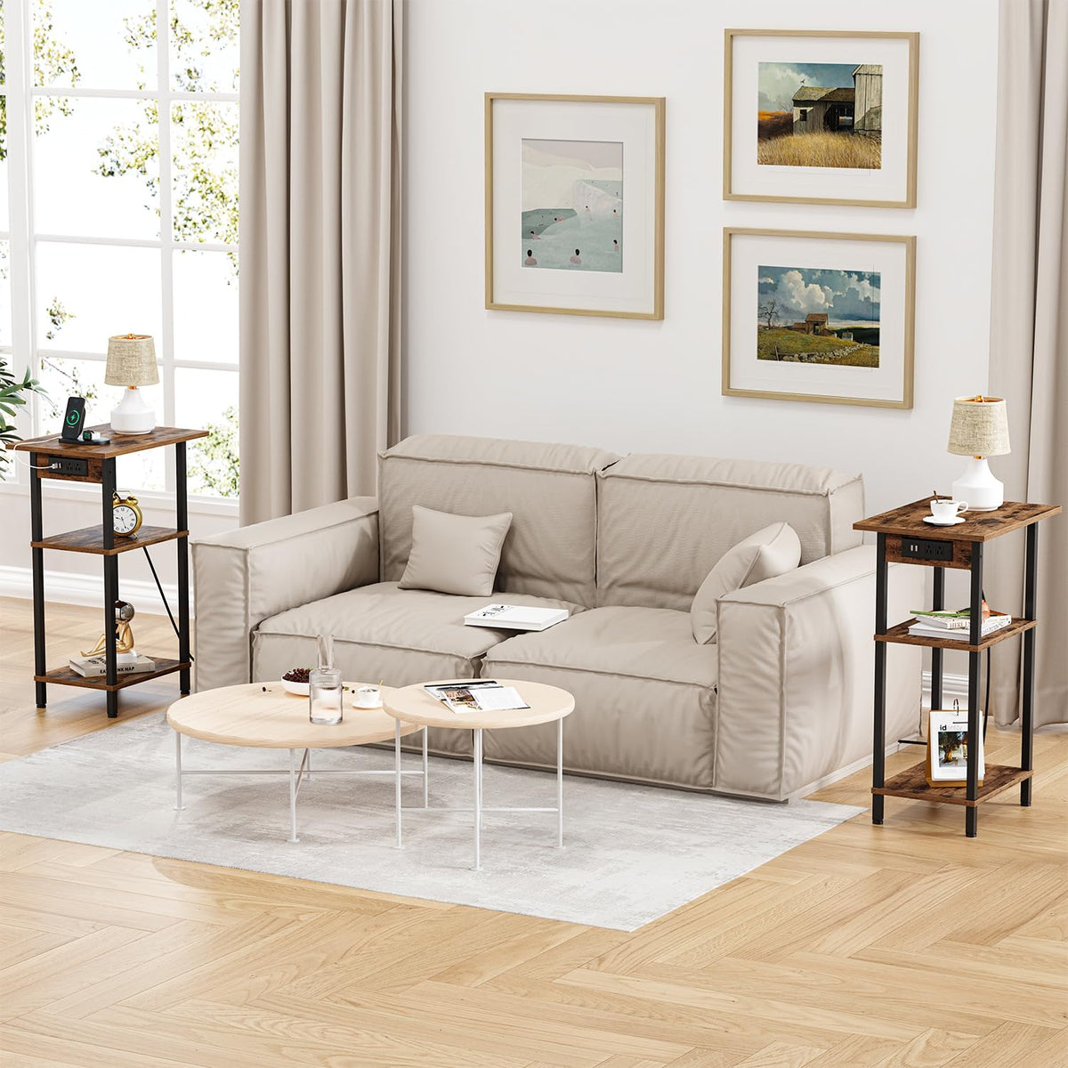 Asgolion practical office side table blends rustic finish with utility.