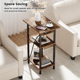 Asgolion skinny nightstand 3-tier storage provides organized space beside seating.