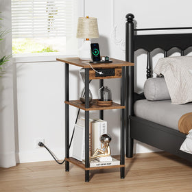 Asgolion tall side table with widening panel adds surface space.