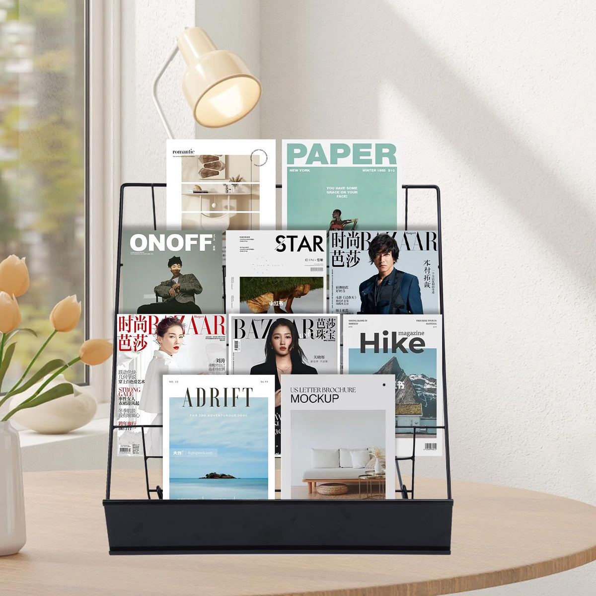 AshKiz comic book magazine rack displaying colorful issues neatly